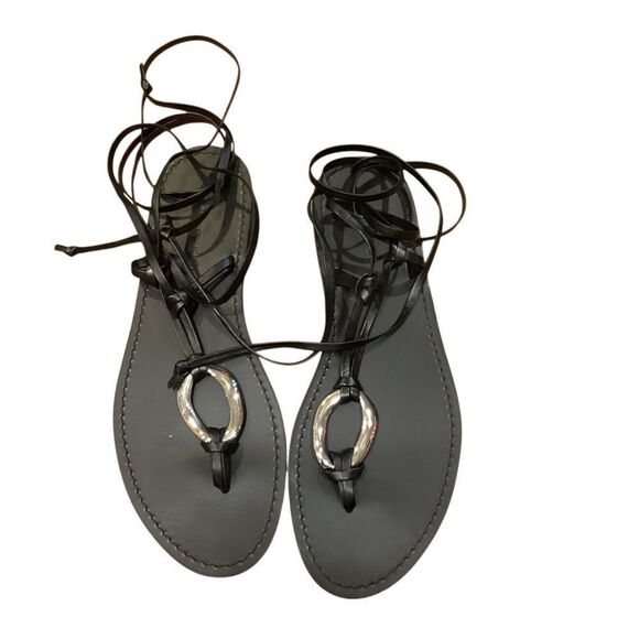 AQUA x Liat Baruch Women's Ilria Ankle Tie Strappy Thong Sandals Size 10 - Picture 2 of 13